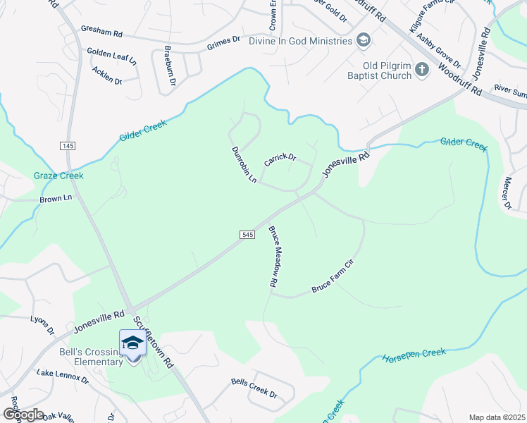 map of restaurants, bars, coffee shops, grocery stores, and more near 1801 Jonesville Road in Simpsonville