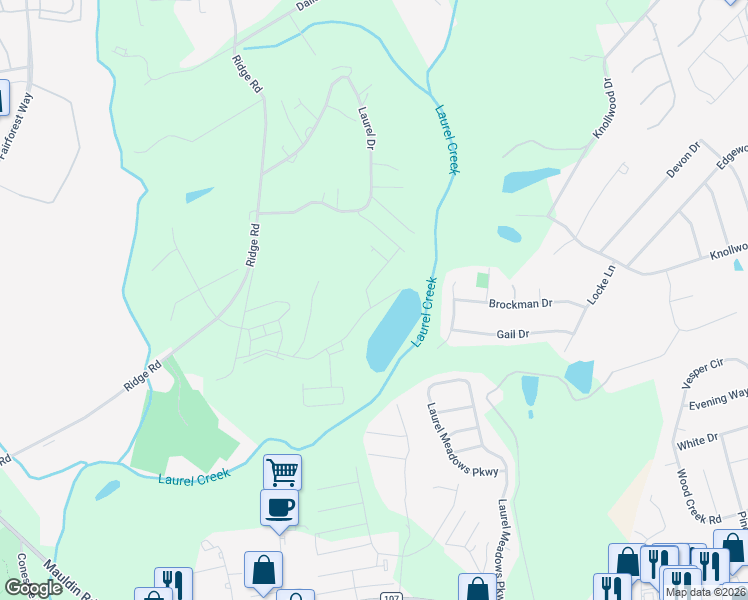 map of restaurants, bars, coffee shops, grocery stores, and more near 1415 Loblolly Circle in Greenville