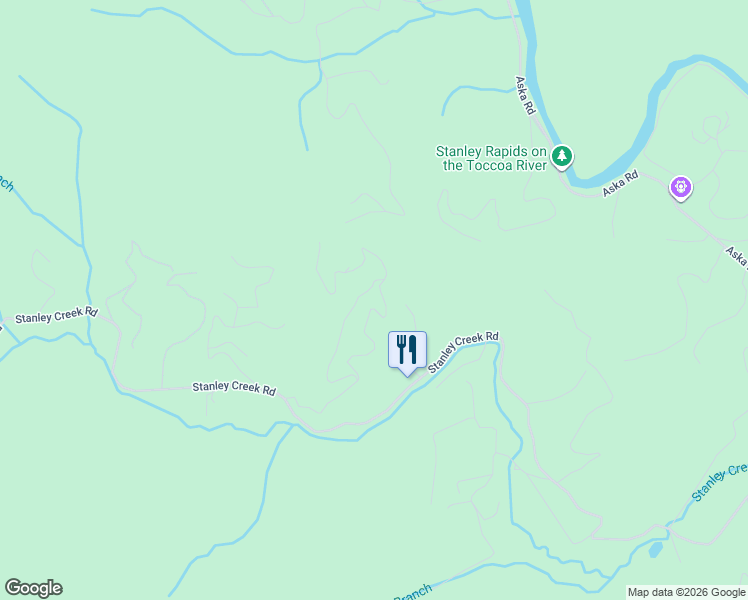 map of restaurants, bars, coffee shops, grocery stores, and more near 104 Forest Branch Trail in Cherry Log