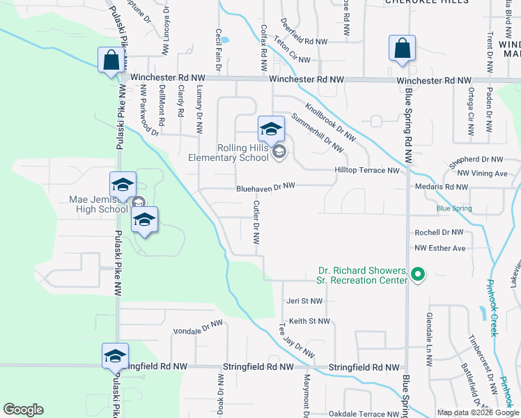 map of restaurants, bars, coffee shops, grocery stores, and more near 4814 Cutler Drive Northwest in Huntsville