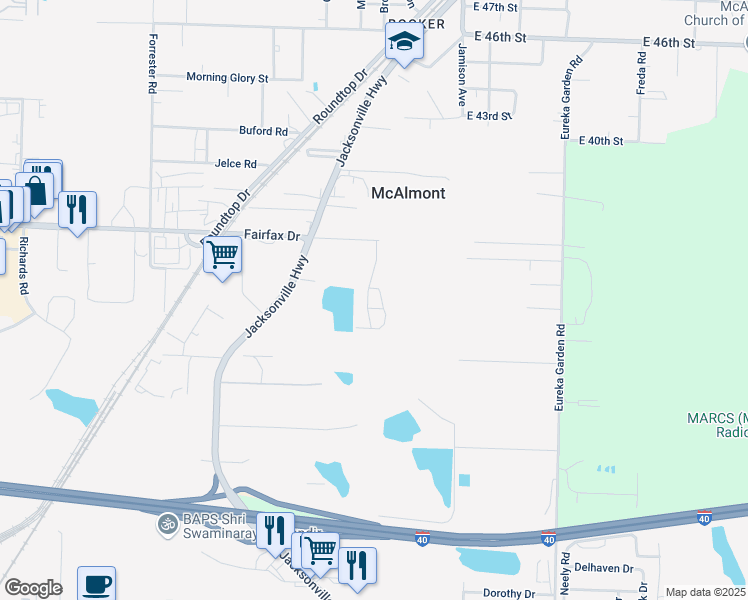 map of restaurants, bars, coffee shops, grocery stores, and more near 5900 McCain Park Place in North Little Rock