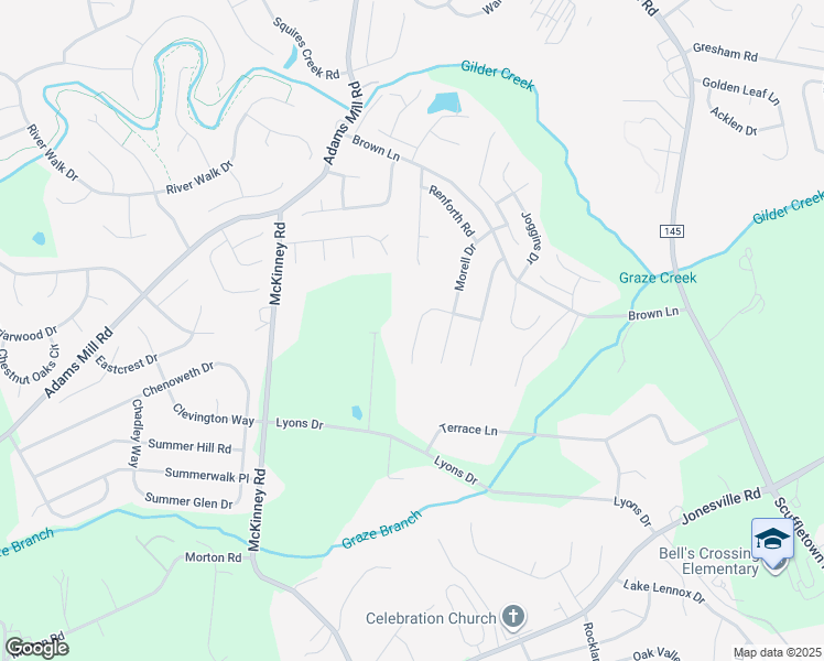 map of restaurants, bars, coffee shops, grocery stores, and more near 124 Bathurst Lane in Simpsonville