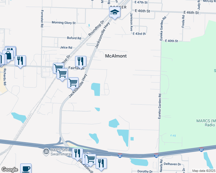 map of restaurants, bars, coffee shops, grocery stores, and more near 5918 McCain Boulevard in North Little Rock