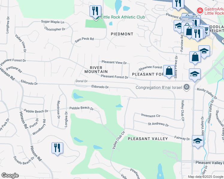 map of restaurants, bars, coffee shops, grocery stores, and more near 39 Eldorado Drive in Little Rock