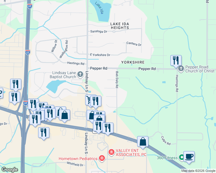 map of restaurants, bars, coffee shops, grocery stores, and more near 22135 Ewell Street in Athens