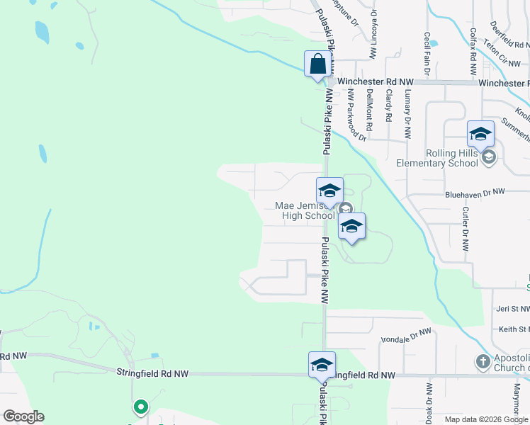 map of restaurants, bars, coffee shops, grocery stores, and more near 3609 Ayers Drive in Huntsville