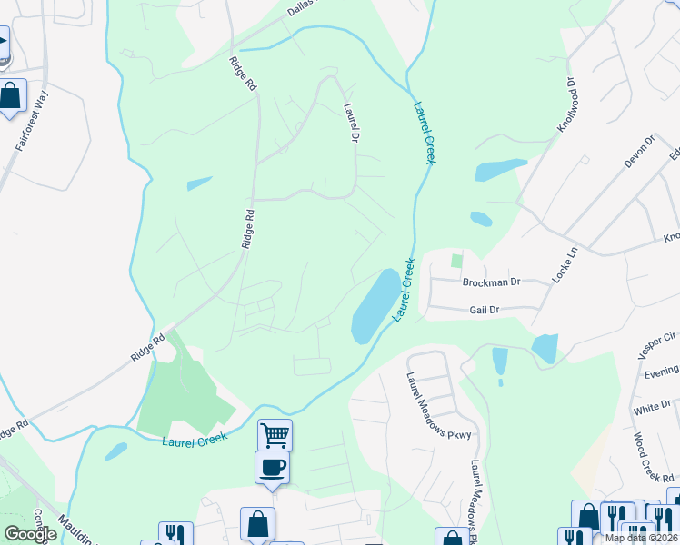 map of restaurants, bars, coffee shops, grocery stores, and more near 1415 Loblolly Circle in Greenville