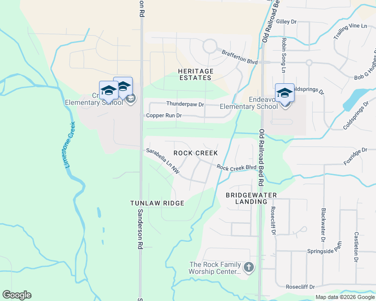 map of restaurants, bars, coffee shops, grocery stores, and more near 29685 Rock Creek Boulevard in Harvest