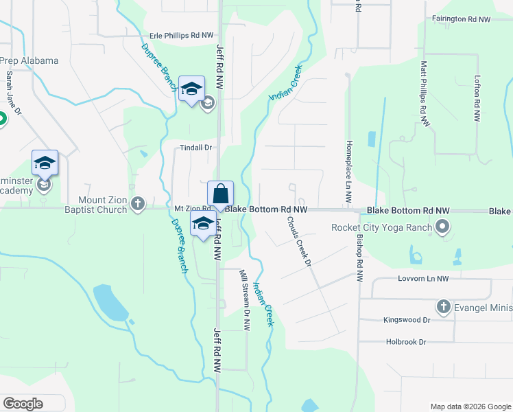 map of restaurants, bars, coffee shops, grocery stores, and more near 2031 Blake Bottom Road Northwest in Huntsville