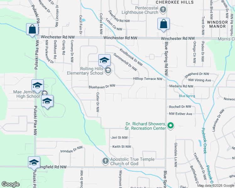 map of restaurants, bars, coffee shops, grocery stores, and more near in Huntsville
