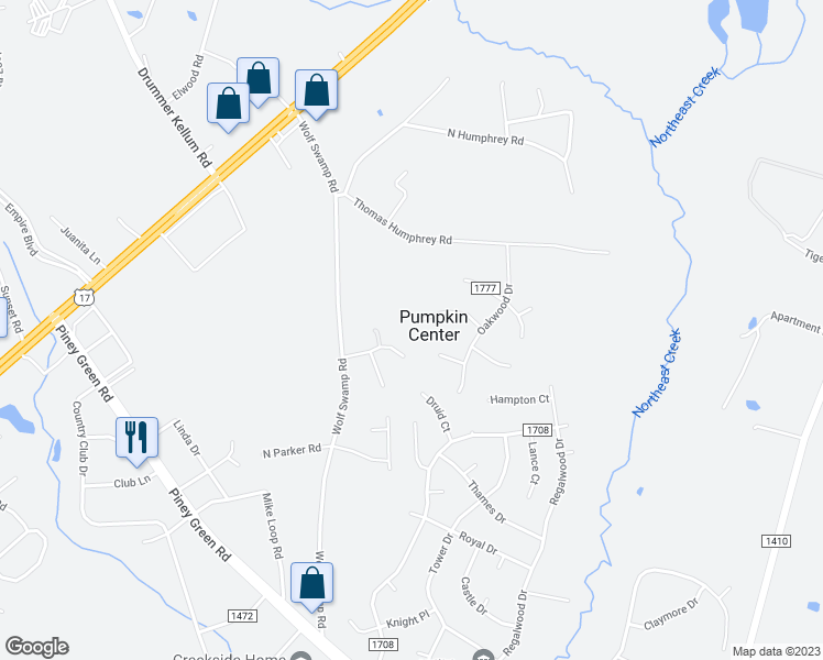 map of restaurants, bars, coffee shops, grocery stores, and more near 7015 Woodleaf Place in Jacksonville