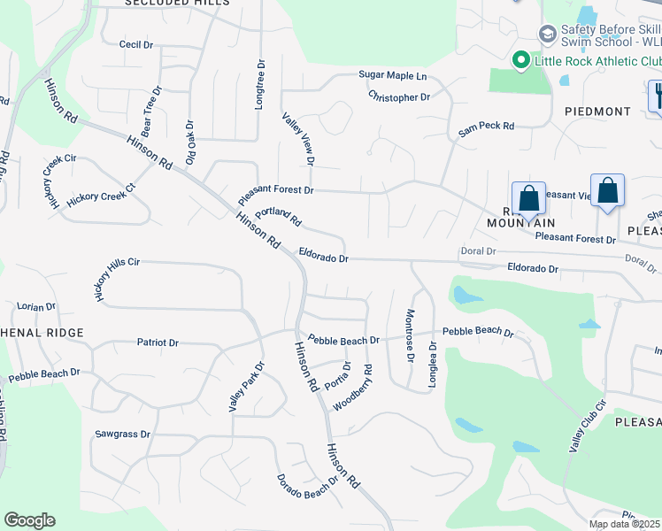 map of restaurants, bars, coffee shops, grocery stores, and more near 6 Holly Spring in Little Rock