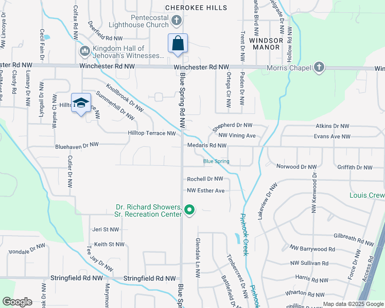 map of restaurants, bars, coffee shops, grocery stores, and more near 4803 Shawmont Drive Northwest in Huntsville