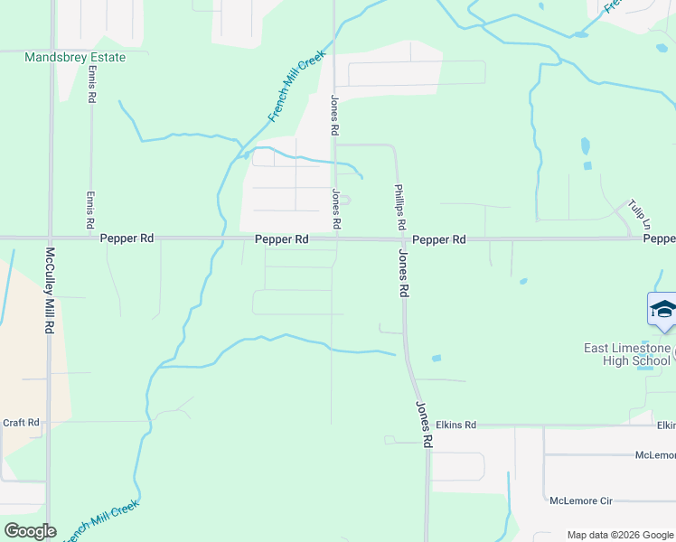 map of restaurants, bars, coffee shops, grocery stores, and more near 26594 Pepper Road in Athens