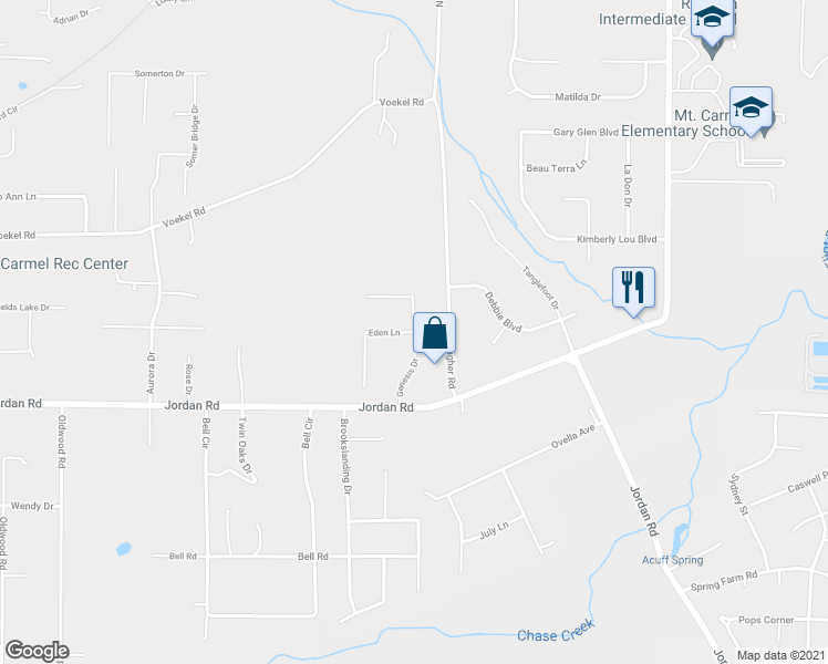 map of restaurants, bars, coffee shops, grocery stores, and more near 198 Eden Lane in Huntsville