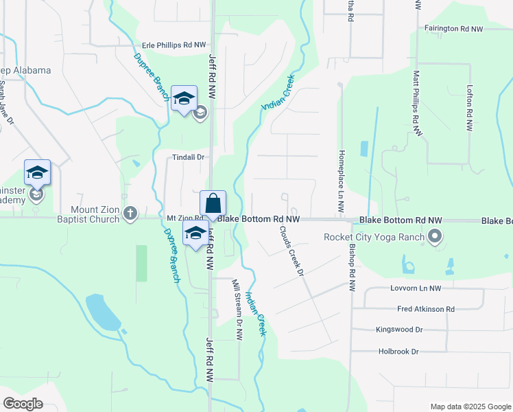 map of restaurants, bars, coffee shops, grocery stores, and more near 2006 Blake Bottom Road Northwest in Huntsville