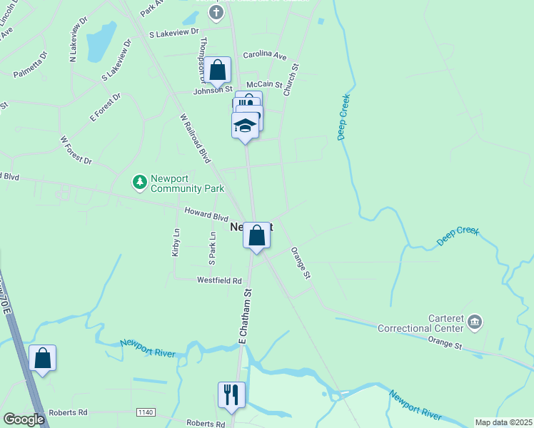 map of restaurants, bars, coffee shops, grocery stores, and more near in Newport