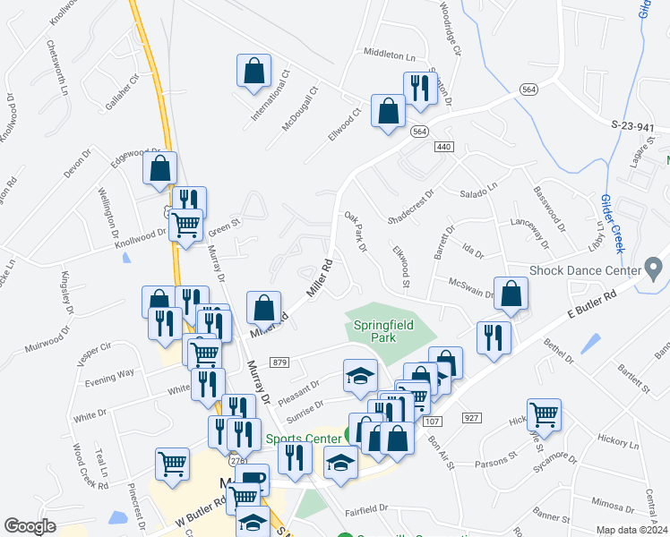 map of restaurants, bars, coffee shops, grocery stores, and more near in Mauldin