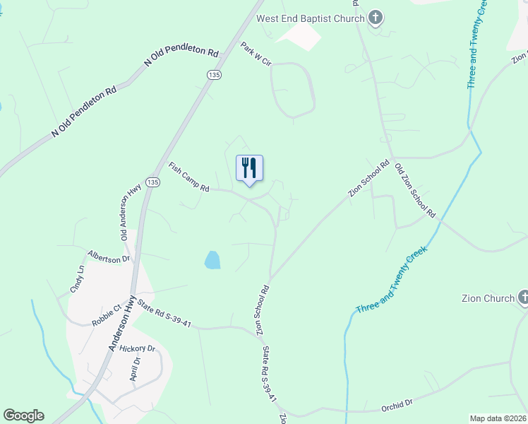 map of restaurants, bars, coffee shops, grocery stores, and more near 206 Sunshadow Drive in Easley