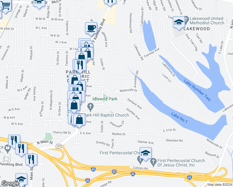map of restaurants, bars, coffee shops, grocery stores, and more near 1100 Garland Avenue in North Little Rock
