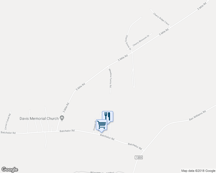 map of restaurants, bars, coffee shops, grocery stores, and more near 112 Meadow Farms Road in Richlands