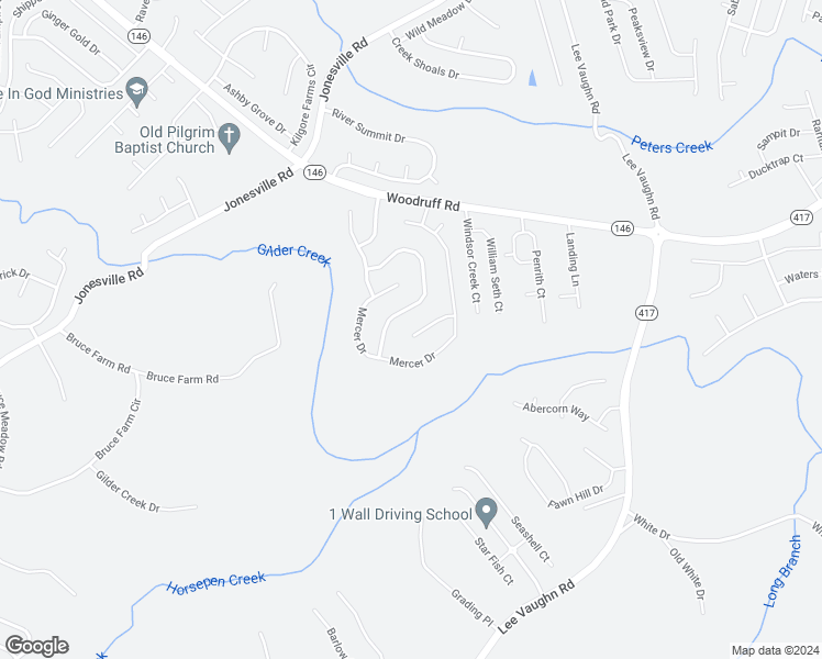 map of restaurants, bars, coffee shops, grocery stores, and more near 46 Pfeiffer Court in Simpsonville