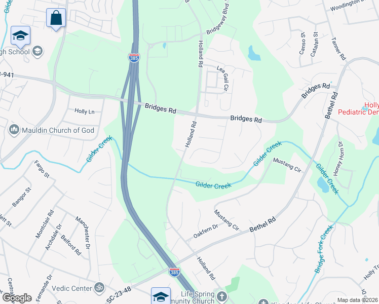 map of restaurants, bars, coffee shops, grocery stores, and more near 118 Ramble Rose Court in Simpsonville