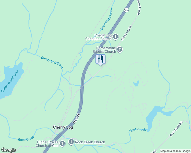 map of restaurants, bars, coffee shops, grocery stores, and more near 728 Cherry Log Street in Cherry Log