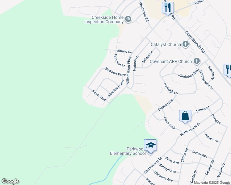 map of restaurants, bars, coffee shops, grocery stores, and more near 207 Windham Lane in Jacksonville