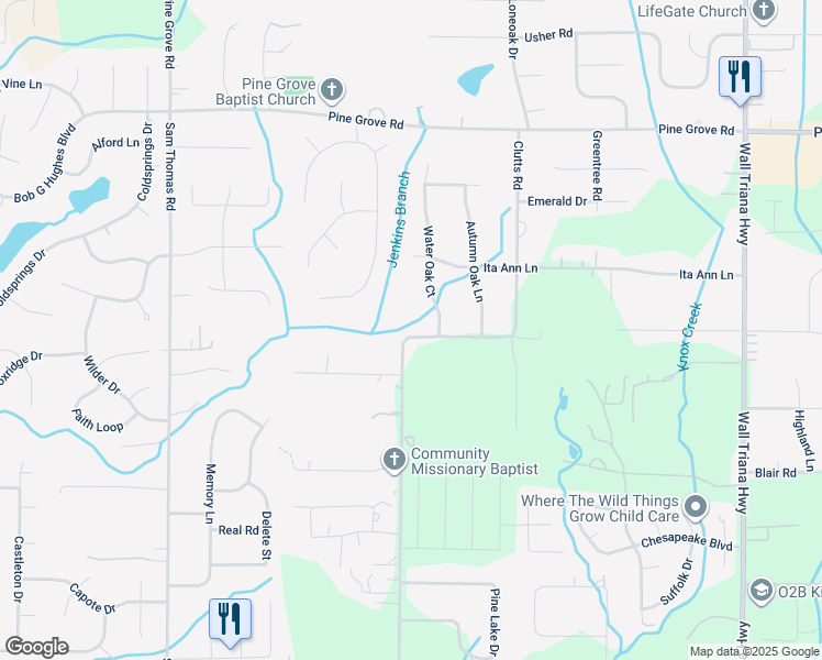map of restaurants, bars, coffee shops, grocery stores, and more near 540 Clutts Road in Harvest