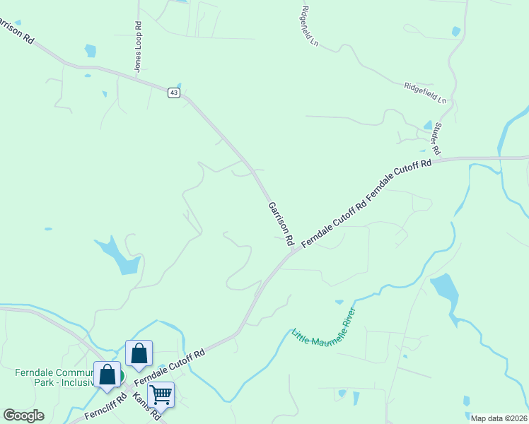 map of restaurants, bars, coffee shops, grocery stores, and more near 3720 County Road 43 in Little Rock