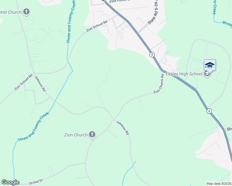 map of restaurants, bars, coffee shops, grocery stores, and more near 222 Zion Church Road in Easley