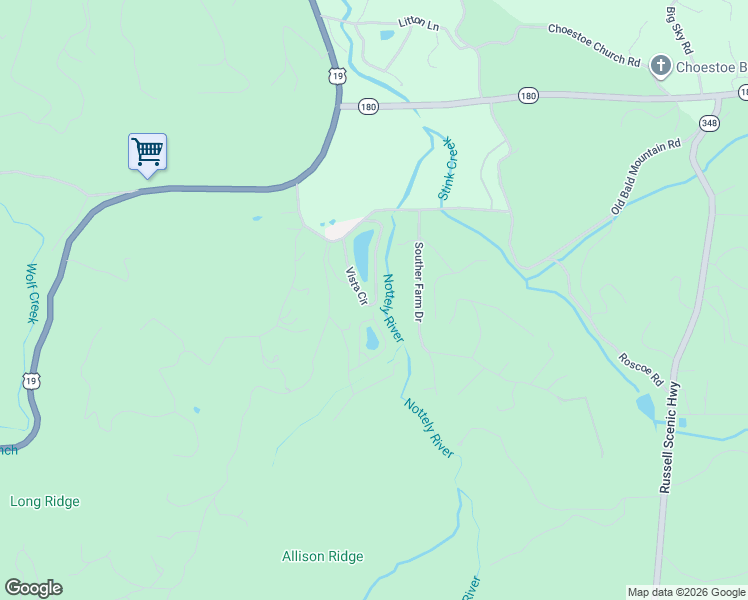 map of restaurants, bars, coffee shops, grocery stores, and more near 454 Vista Circle in Blairsville