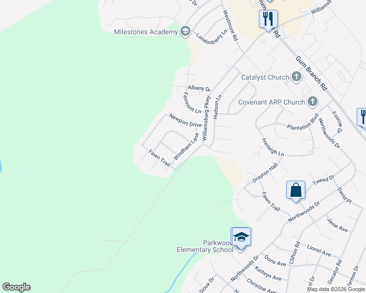 map of restaurants, bars, coffee shops, grocery stores, and more near 202 Windham Lane in Jacksonville