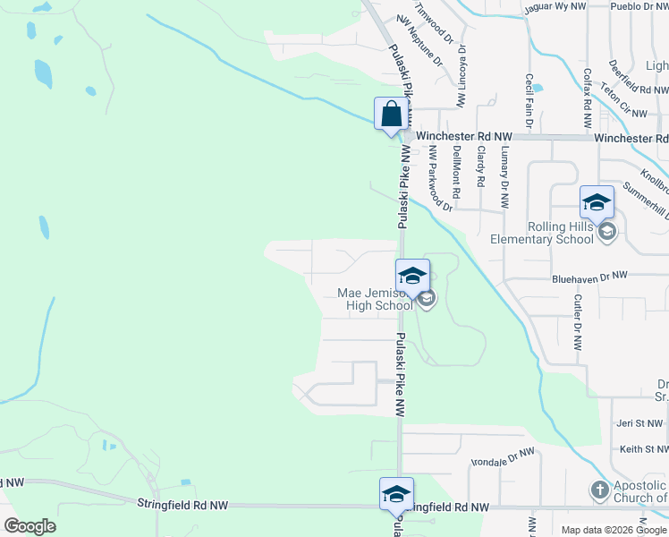 map of restaurants, bars, coffee shops, grocery stores, and more near 3618 Northwest Stag Run Drive in Huntsville