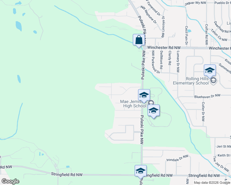 map of restaurants, bars, coffee shops, grocery stores, and more near 3628 Northwest Stag Run Drive in Huntsville
