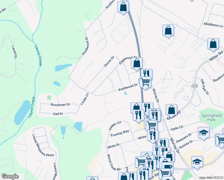 map of restaurants, bars, coffee shops, grocery stores, and more near 109 Braddock Drive in Mauldin