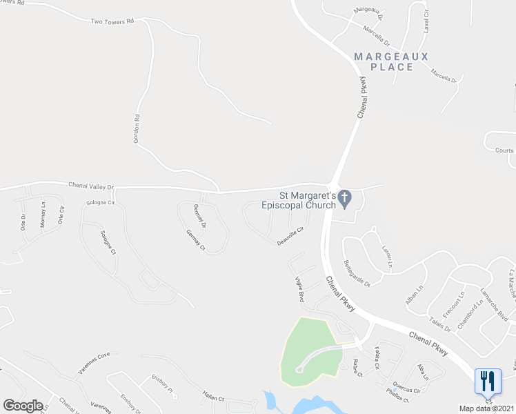 map of restaurants, bars, coffee shops, grocery stores, and more near 7 Deauville Circle in Little Rock