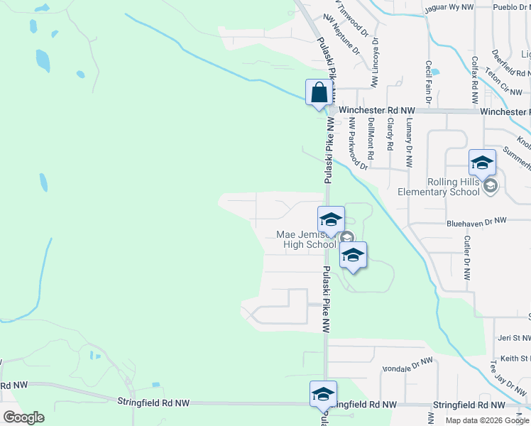 map of restaurants, bars, coffee shops, grocery stores, and more near 3628 Northwest Stag Run Drive in Huntsville