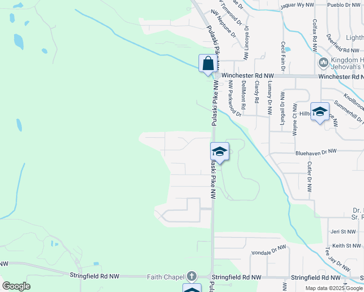 map of restaurants, bars, coffee shops, grocery stores, and more near 3618 Northwest Stag Run Drive in Huntsville