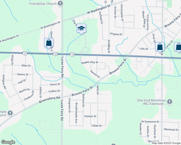 map of restaurants, bars, coffee shops, grocery stores, and more near 207 Sunset Drive in Athens
