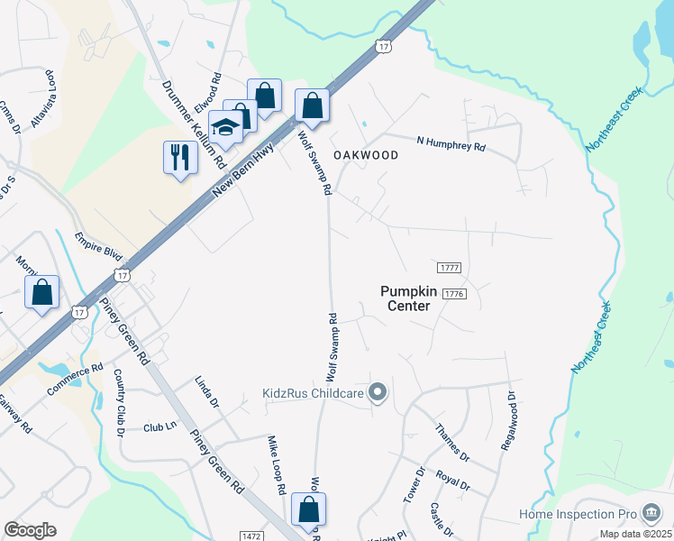 map of restaurants, bars, coffee shops, grocery stores, and more near 1185 Wolf Swamp Road in Jacksonville