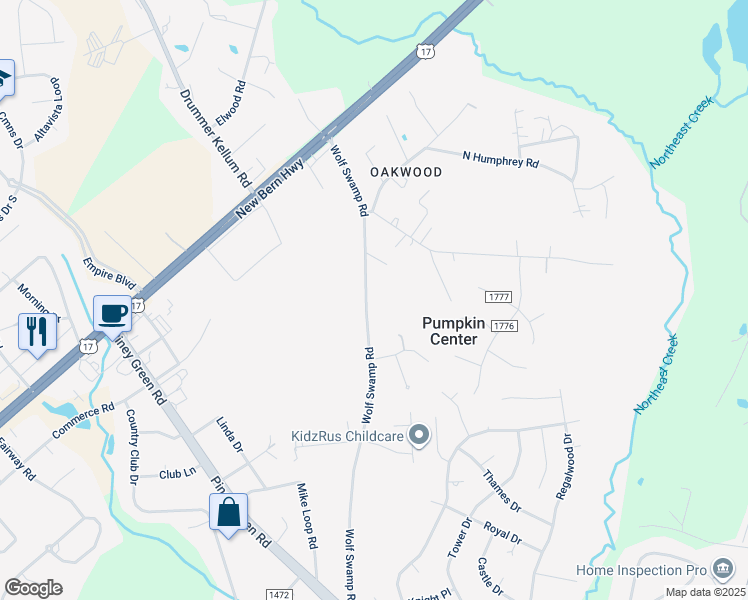 map of restaurants, bars, coffee shops, grocery stores, and more near 1185 Wolf Swamp Road in Jacksonville