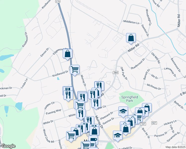 map of restaurants, bars, coffee shops, grocery stores, and more near 408 Cedar Bluff Way in Mauldin