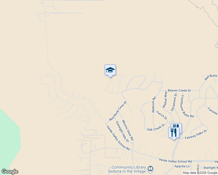 map of restaurants, bars, coffee shops, grocery stores, and more near 30 Box Canyon Road in Sedona