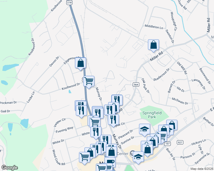 map of restaurants, bars, coffee shops, grocery stores, and more near 408 Cedar Bluff Way in Mauldin