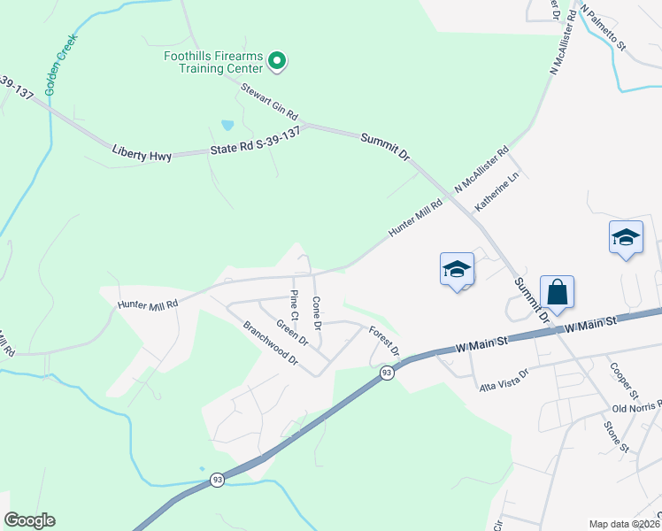 map of restaurants, bars, coffee shops, grocery stores, and more near 212 Cone Drive in Liberty