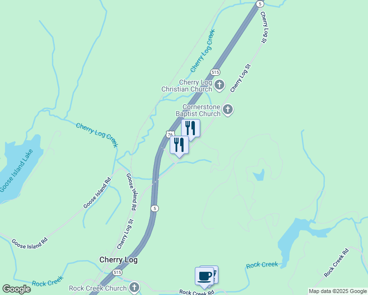 map of restaurants, bars, coffee shops, grocery stores, and more near 825 Cherry Log Street in Cherry Log