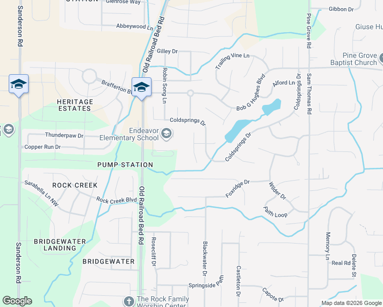 map of restaurants, bars, coffee shops, grocery stores, and more near 212 Silver Breeze Court in Harvest