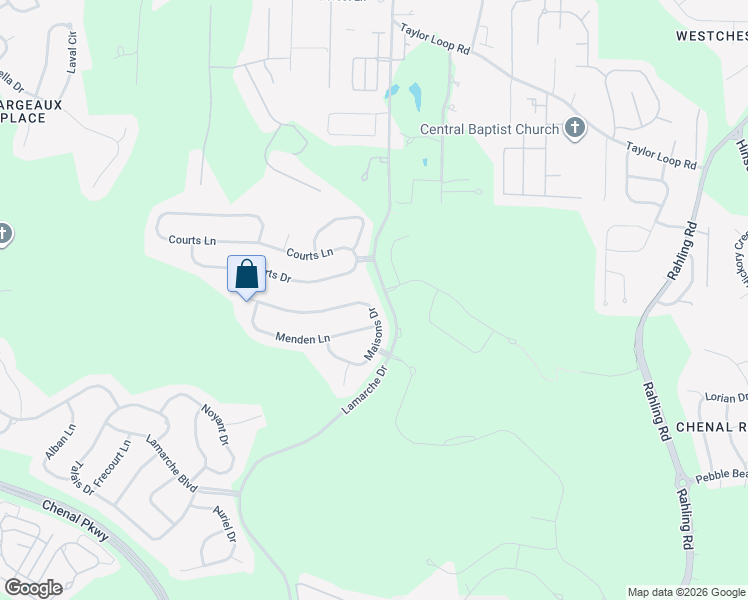 map of restaurants, bars, coffee shops, grocery stores, and more near 26 Maisons Drive in Little Rock